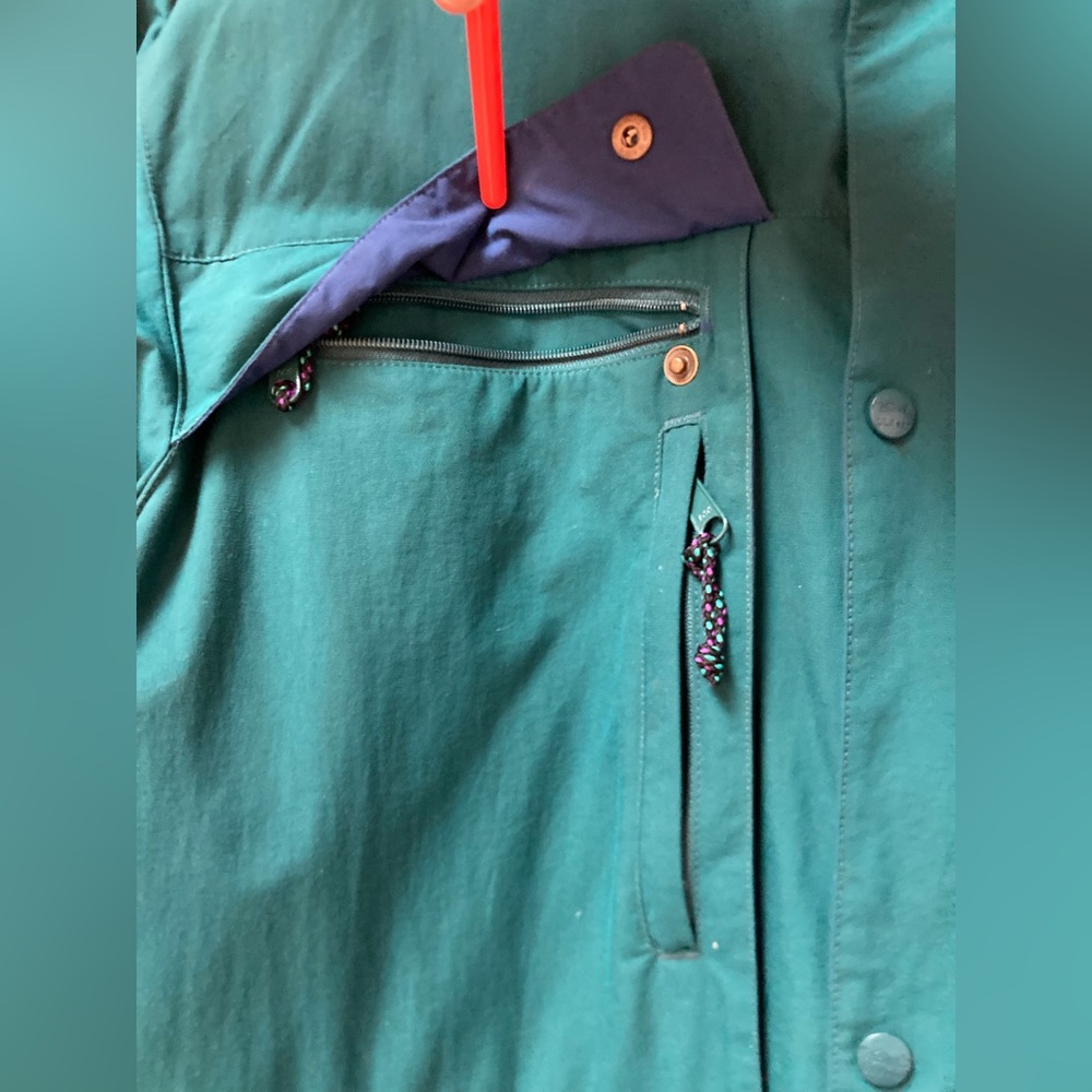 Vintage LL Bean Mens Large Regular Green Outdoor Coat Hooded Utility Jacket - Picture 9 of 11